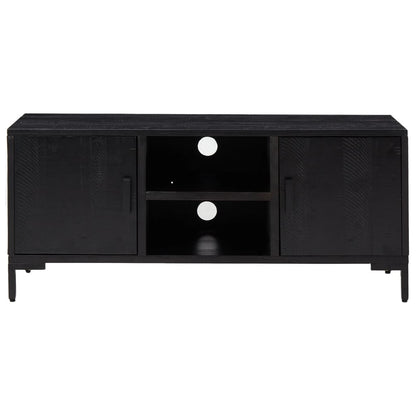 TV Cabinet Black 110x35x48 cm Solid Pinewood