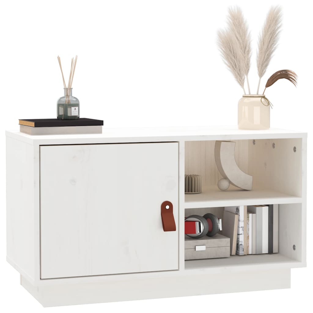 TV Cabinet White 70x34x40 cm Solid Wood Pine