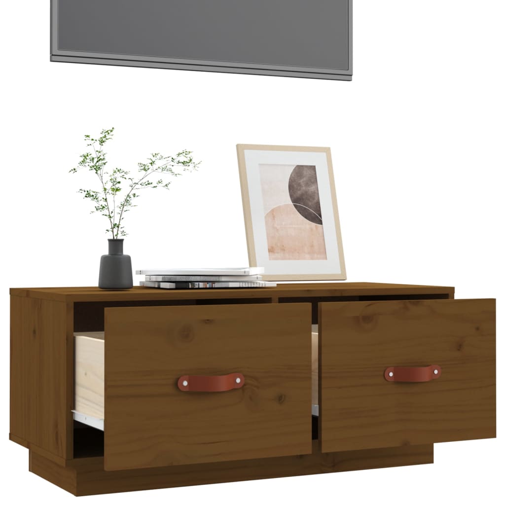 TV Cabinet Honey Brown 80x34x35 cm Solid Wood Pine