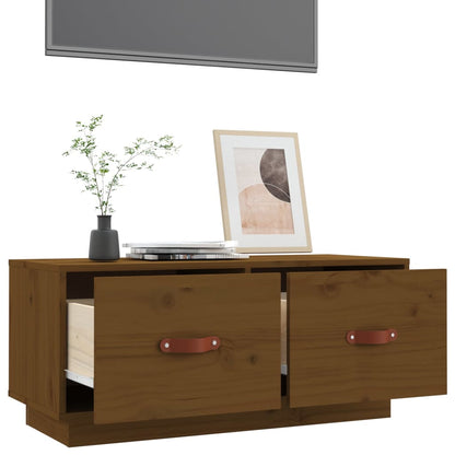 TV Cabinet Honey Brown 80x34x35 cm Solid Wood Pine