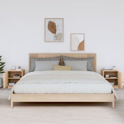 Solid Pine Bedside Cabinets 2pcs, 40x34x45cm, Natural Wood Finish
