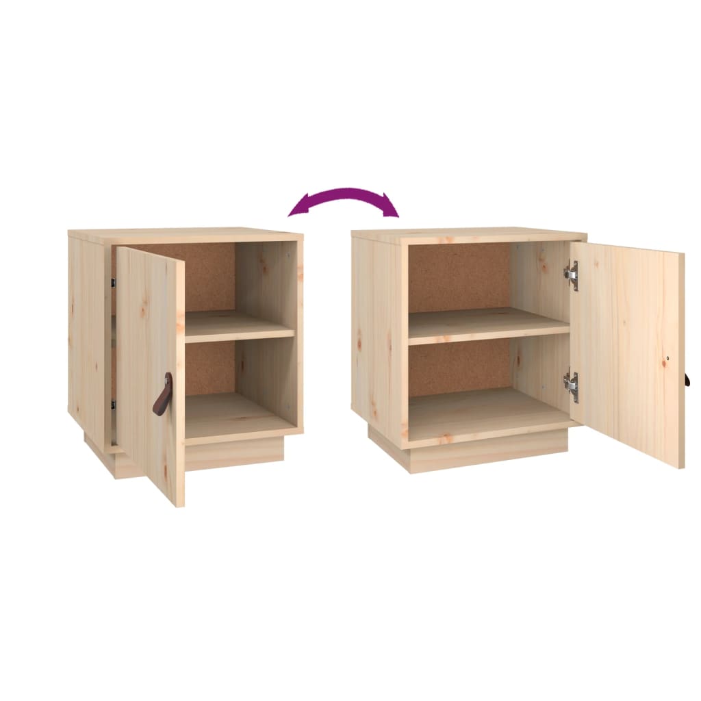 Solid Pine Bedside Cabinets 2pcs, 40x34x45cm, Natural Wood Finish
