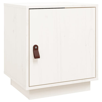 Solid Wood Pine Bedside Cabinet in White, 40x34x45 cm