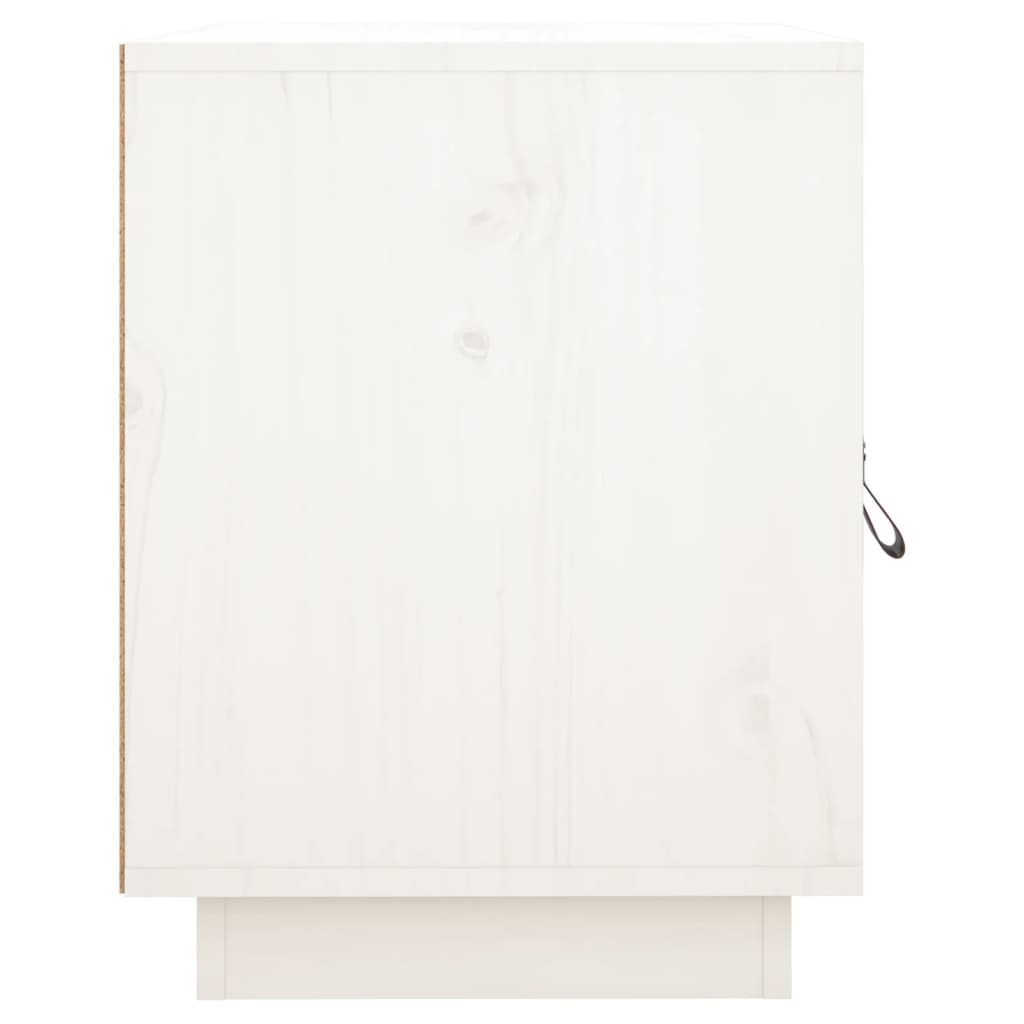 Solid Wood Pine Bedside Cabinet in White, 40x34x45 cm