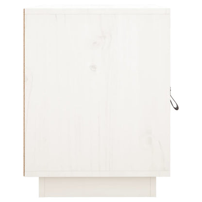 Solid Wood Pine Bedside Cabinet in White, 40x34x45 cm