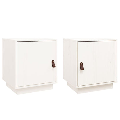 White Solid Wood Pine Bedside Cabinets, Set of 2 - 40x34x45 cm
