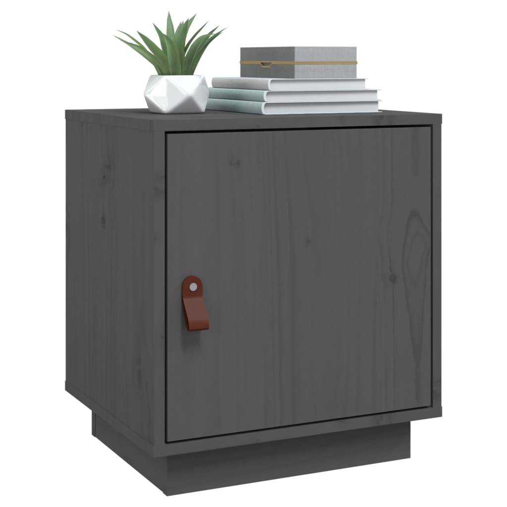 Solid Wood Pine Bedside Cabinet - Grey, 40x34x45 cm