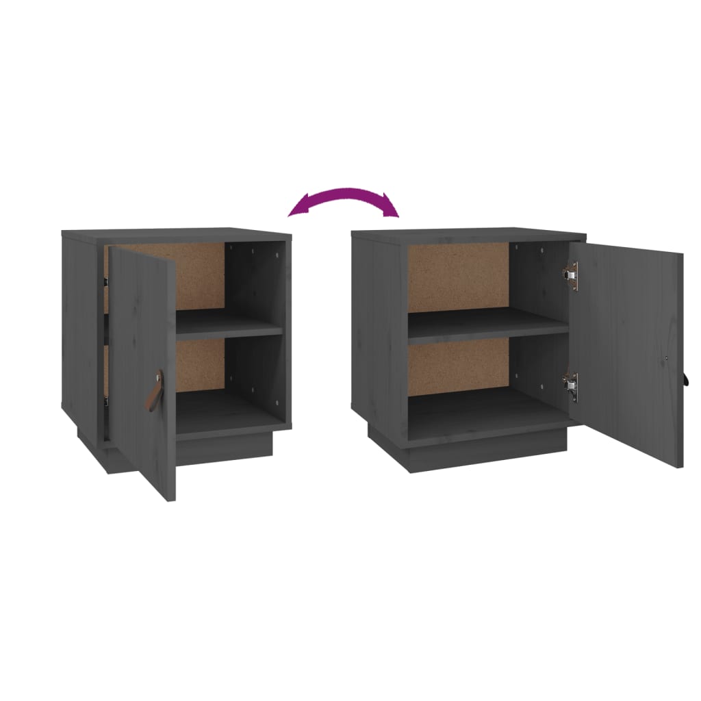 Solid Wood Grey Bedside Cabinets 2 pcs - 40x34x45 cm Pine