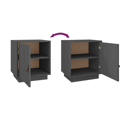 Solid Wood Grey Bedside Cabinets 2 pcs - 40x34x45 cm Pine