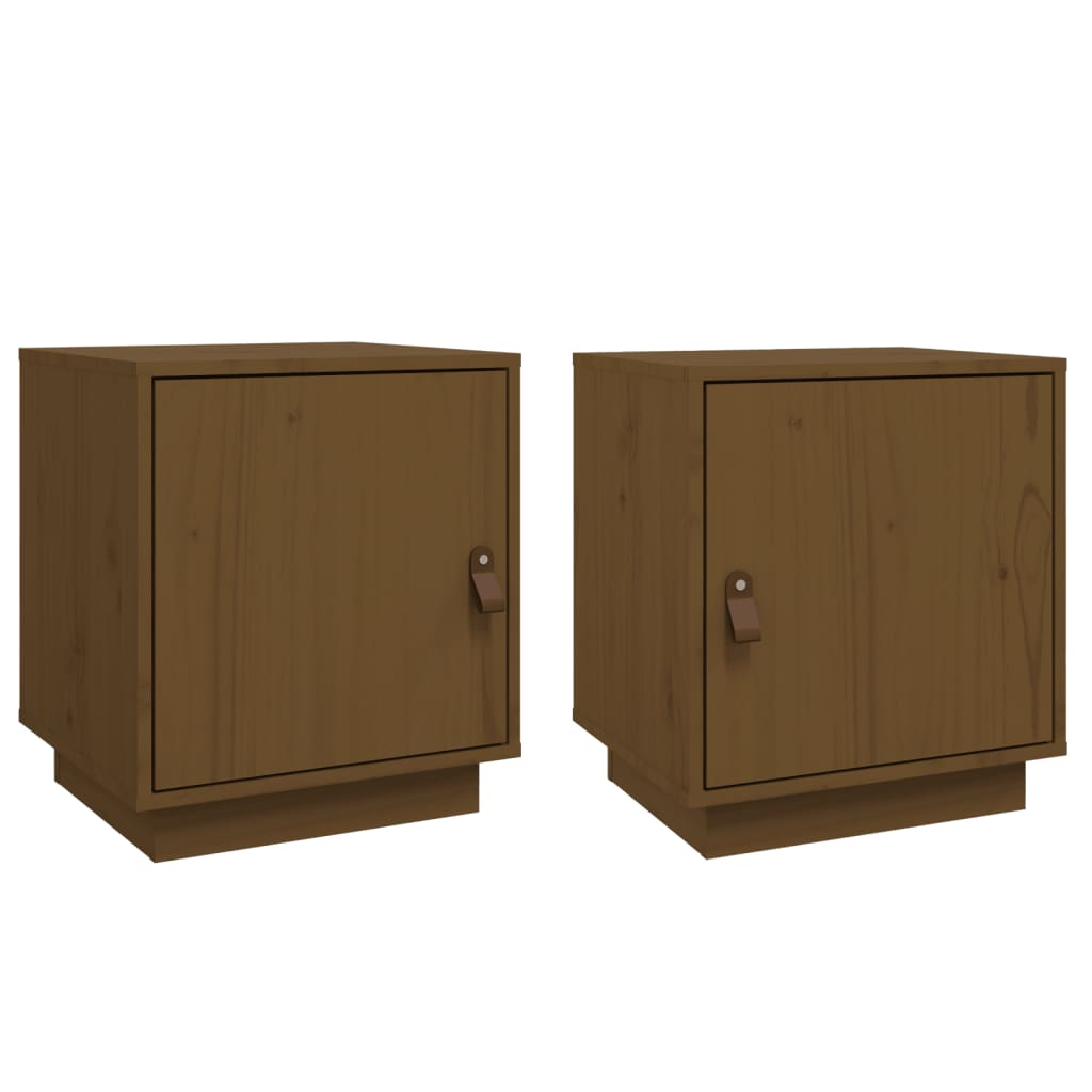 Solid Pine Bedside Cabinets Set, Honey Brown 40x34x45 cm