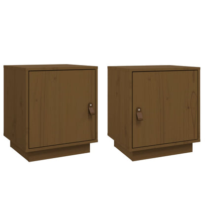 Solid Pine Bedside Cabinets Set, Honey Brown 40x34x45 cm