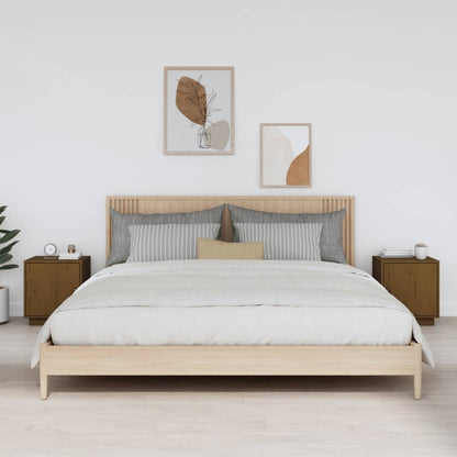 Solid Pine Bedside Cabinets Set, Honey Brown 40x34x45 cm