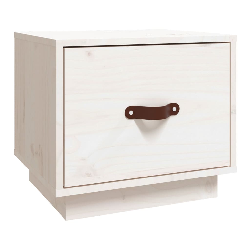 Solid Pine Bedside Cabinet in White - 40x34x35 cm