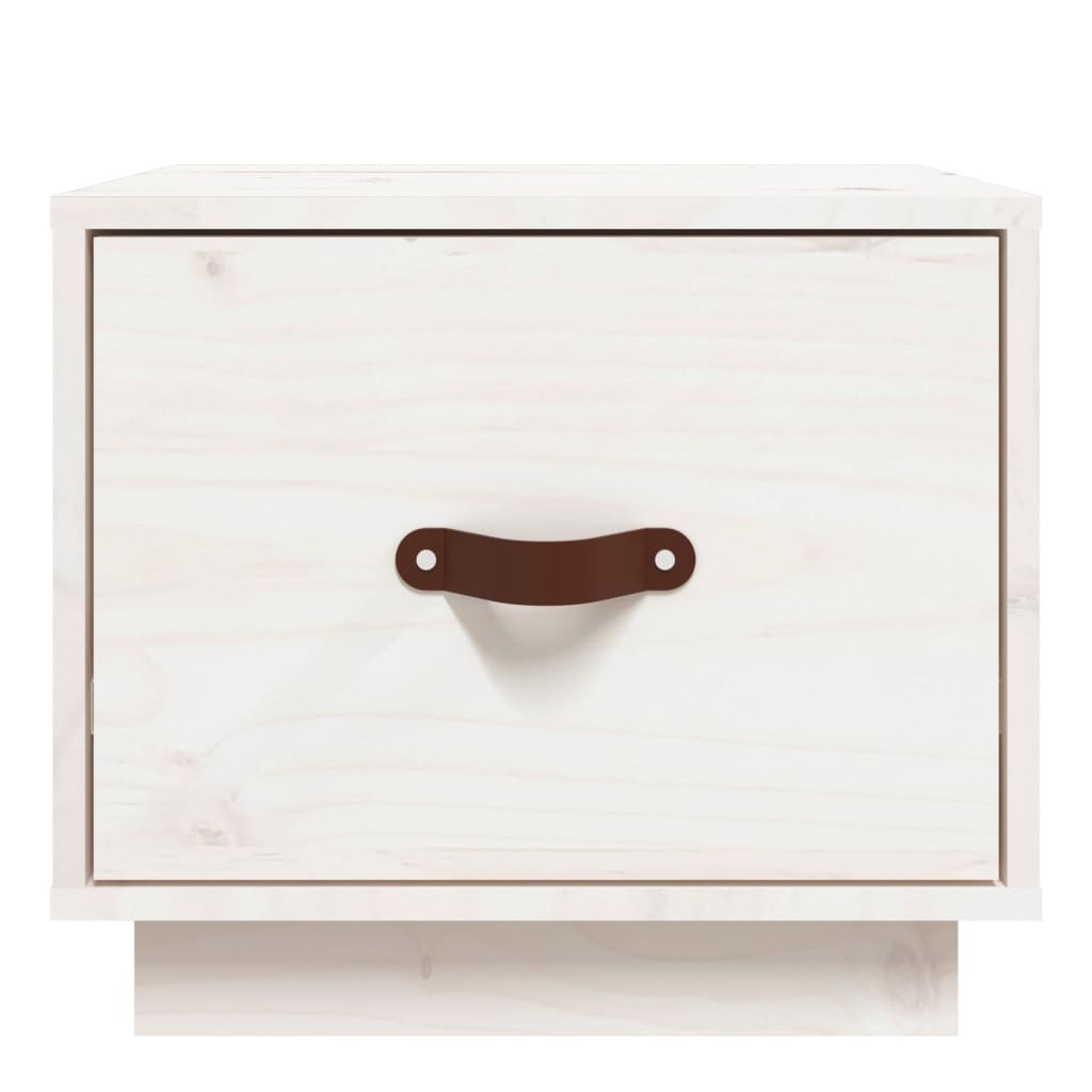 Solid Pine Bedside Cabinet in White - 40x34x35 cm