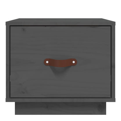 Grey Solid Pine Bedside Cabinet 40x34x35 cm - Stylish & Compact