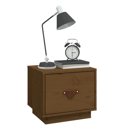Solid Wood Pine Bedside Cabinet, Honey Brown, 40x34x35 cm