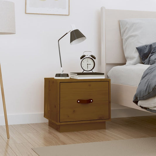 Solid Wood Pine Bedside Cabinet, Honey Brown, 40x34x35 cm