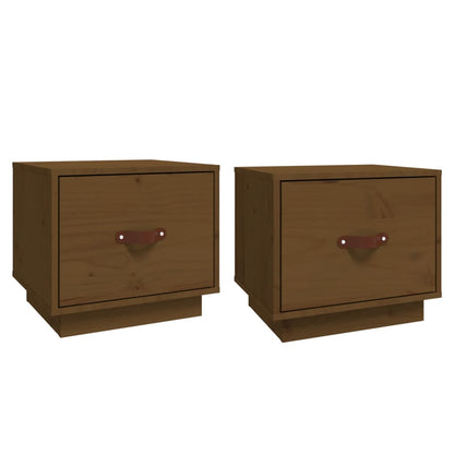 Solid Pine Bedside Cabinets, Honey Brown, 2 Pcs, 40x34x35 cm