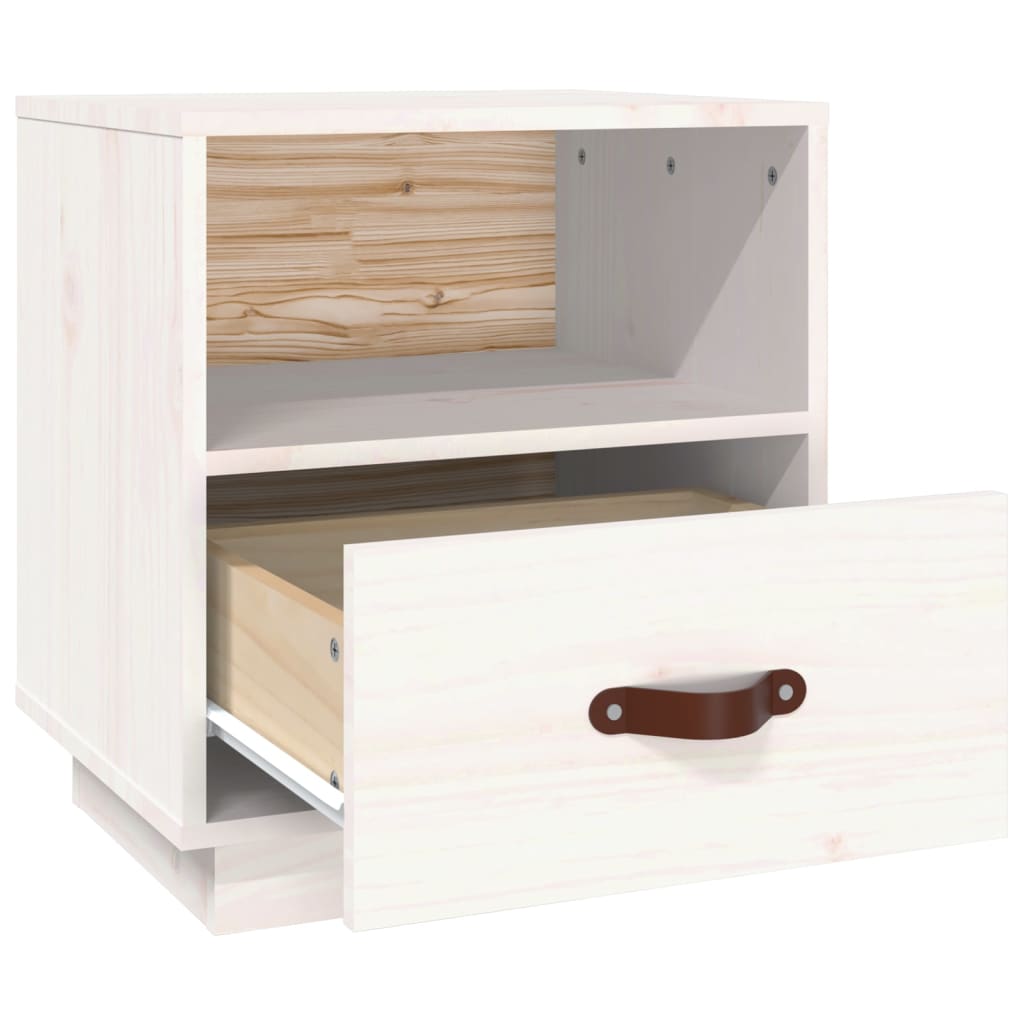 Solid Pine Bedside Cabinet, White 40x34x45 cm - Stylish & Durable