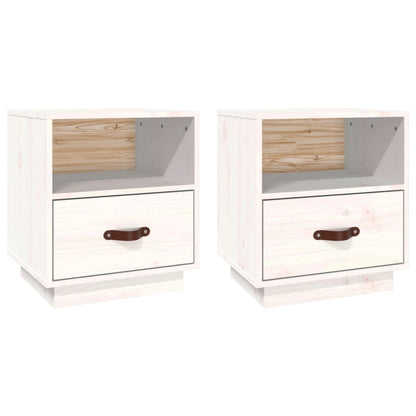 Solid Pine Bedside Cabinets 2pcs - White 40x34x45 cm