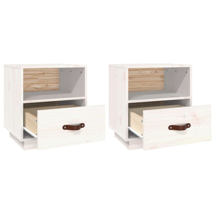 Solid Pine Bedside Cabinets 2pcs - White 40x34x45 cm