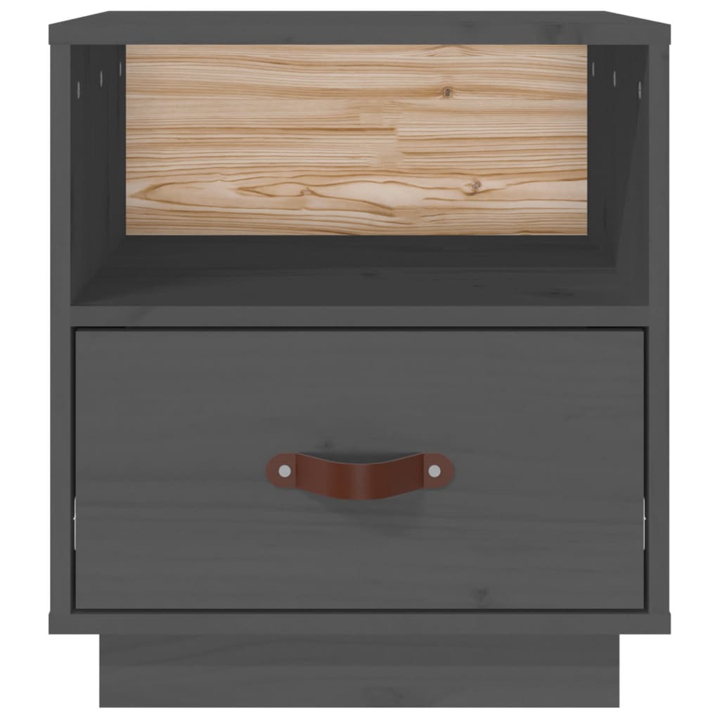 Solid Pine Grey Bedside Cabinet 40x34x45 cm - Modern Style