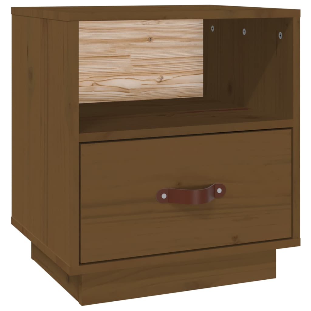 Solid Pine Bedside Cabinet, Honey Brown, 40x34x45 cm