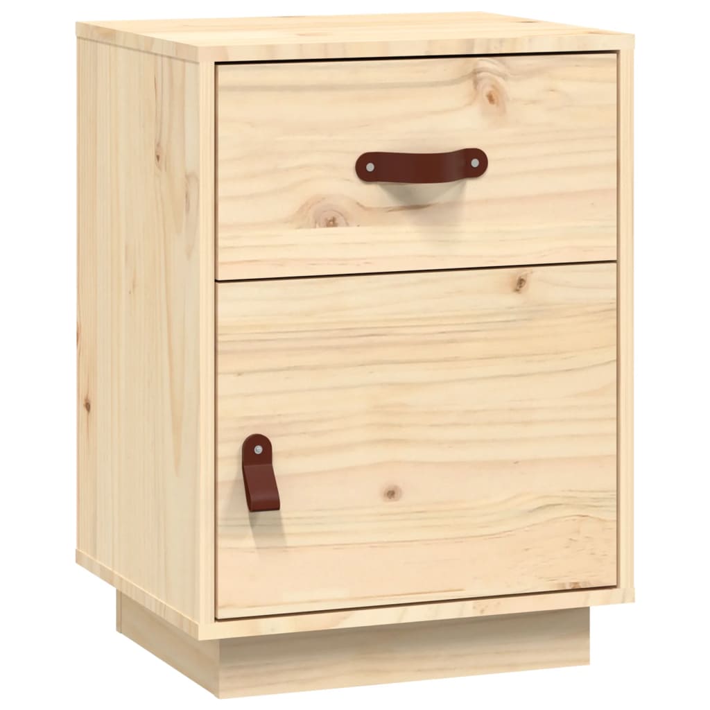 Solid Pine Bedside Cabinet 40x34x55 cm - Natural Wood Finish