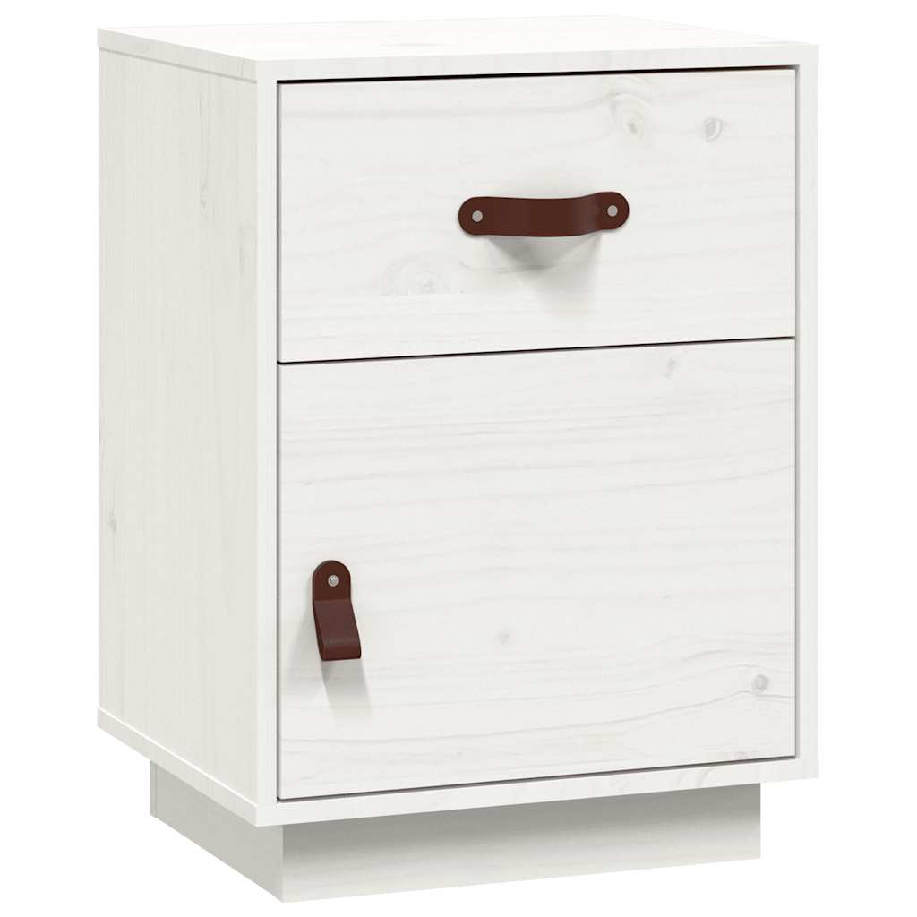 Solid Pine Bedside Cabinet - White, 40x34x55 cm