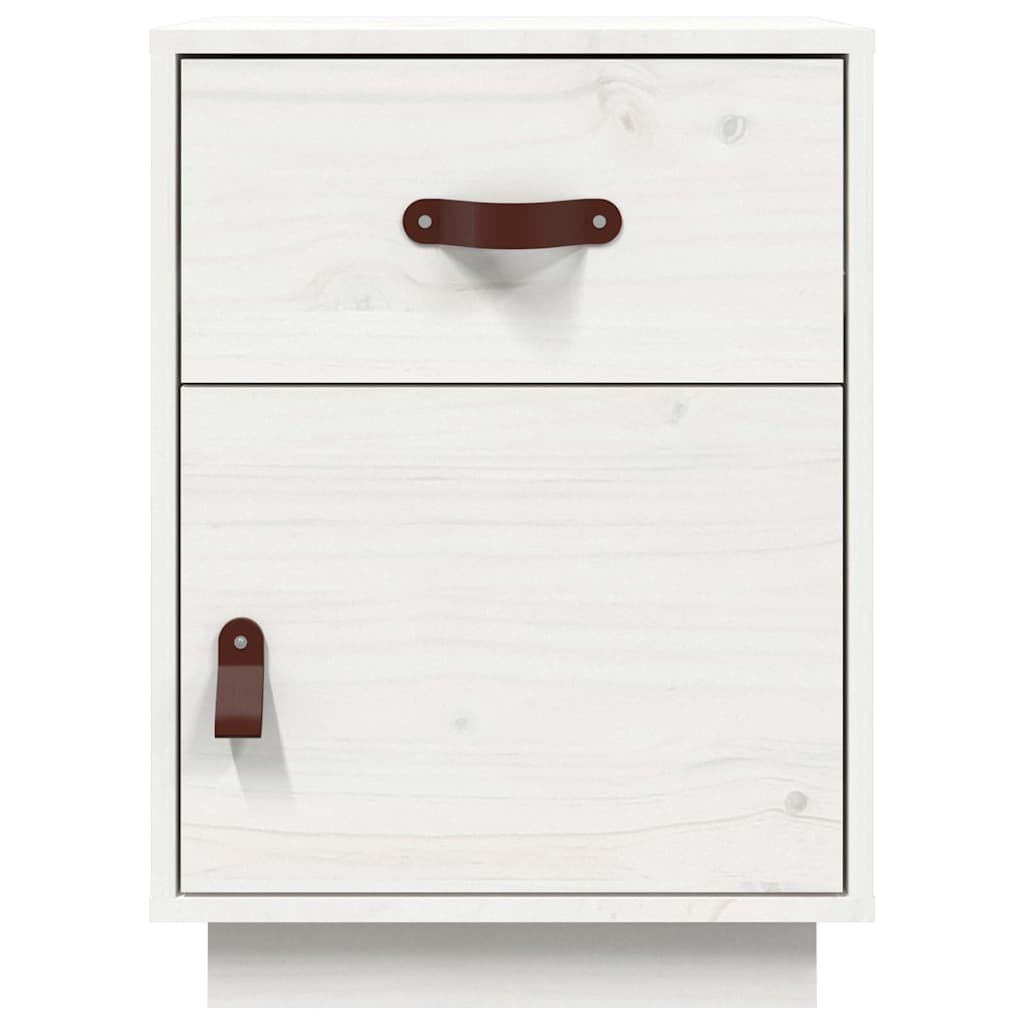 Solid Pine Bedside Cabinet - White, 40x34x55 cm