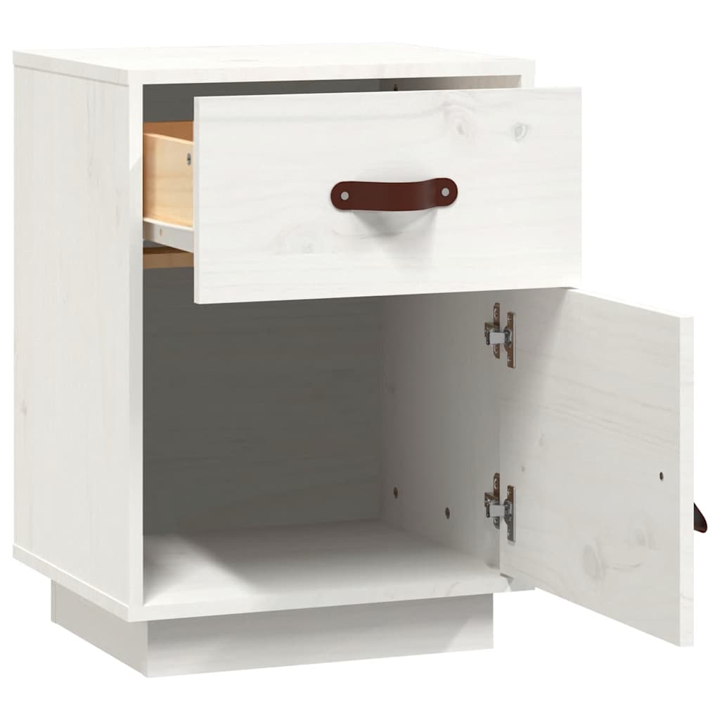 Solid Pine Bedside Cabinet - White, 40x34x55 cm