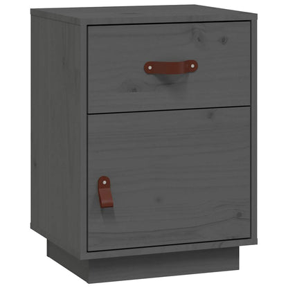 Grey Solid Wood Pine Bedside Cabinet 40x34x55 cm