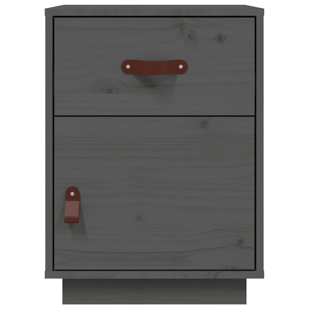 Grey Solid Pine Bedside Cabinets - Set of 2, 40x34x55 cm