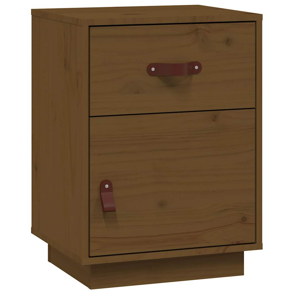 Solid Pine Bedside Cabinet in Honey Brown, 40x34x55 cm