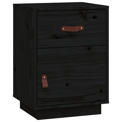 Solid Wood Black Bedside Cabinets 2 pcs - 40x34x55 cm Pine