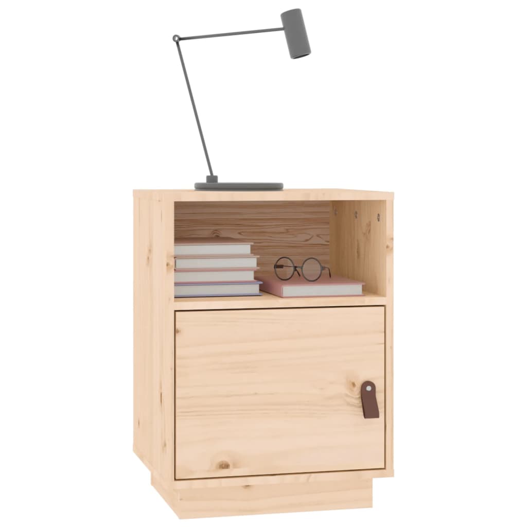 Solid Pine Bedside Cabinet 40x34x55 cm - Natural Wood Finish