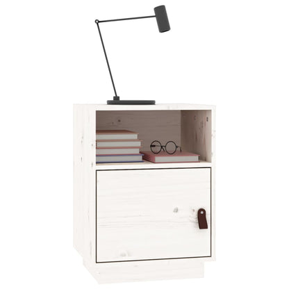Solid Pine Bedside Cabinet in White, 40x34x55 cm