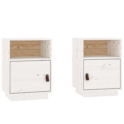 White Solid Pine Bedside Cabinets - 2 Pcs, 40x34x55 cm