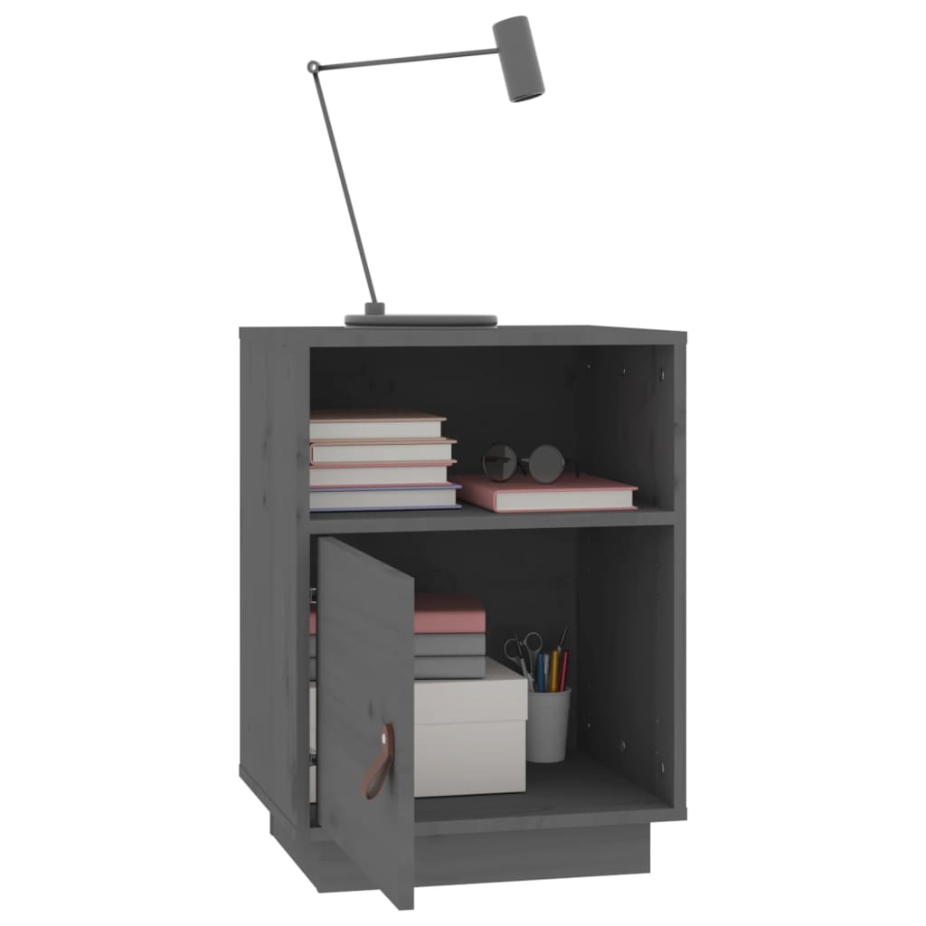 Solid Pine Bedside Cabinets 2 pcs, Grey, 40x34x55 cm - Elegant Design