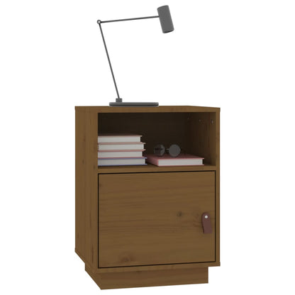 Solid Pine Brown Bedside Cabinet - 40x34x55 cm Honey Finish
