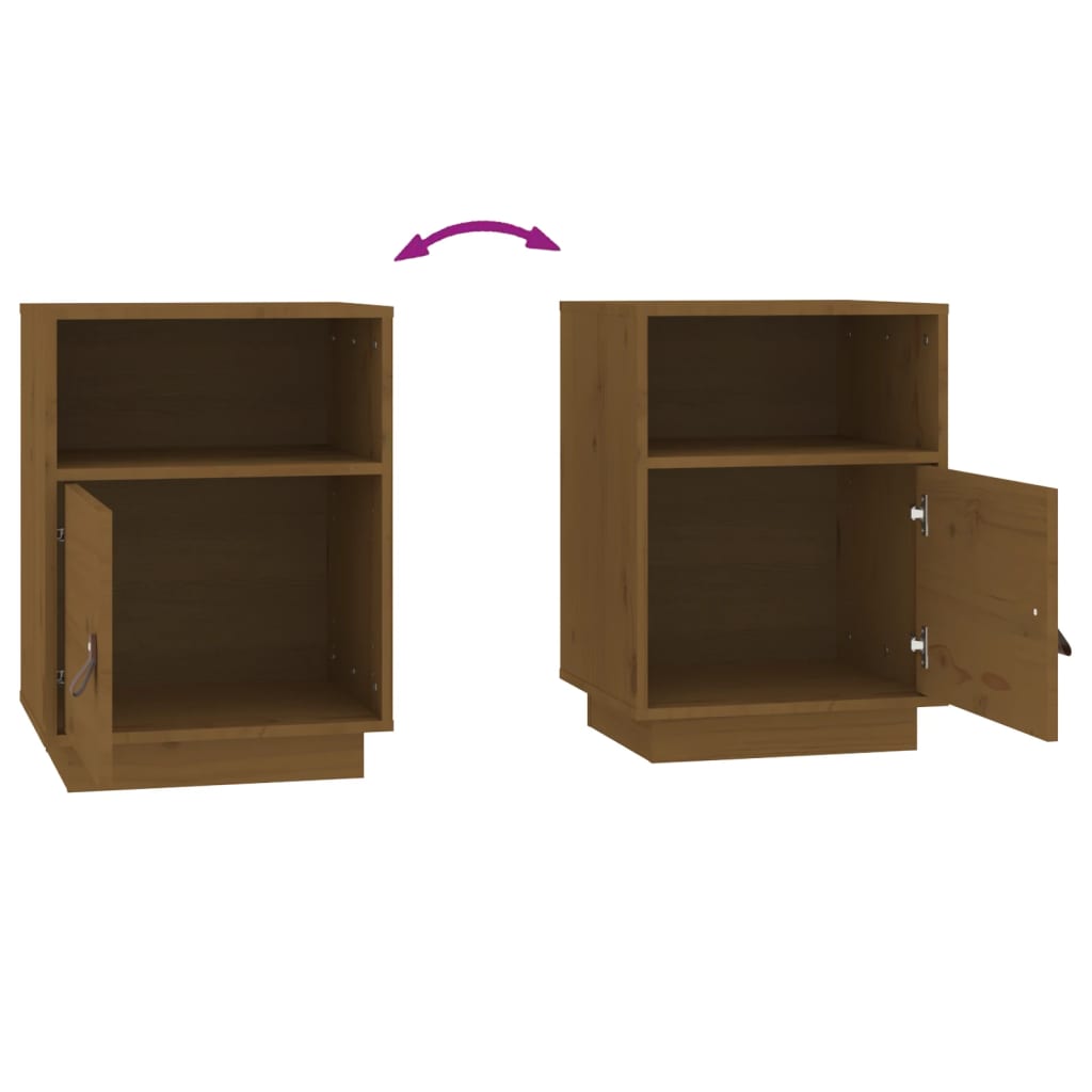Solid Pine Bedside Cabinets, Honey Brown, 2 Pcs, 40x34x55 cm