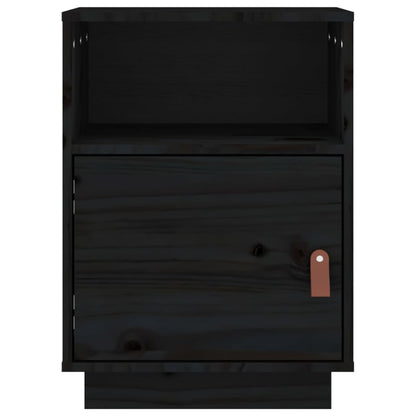 Solid Wood Black Bedside Cabinet 40x34x55cm - Pine Finish