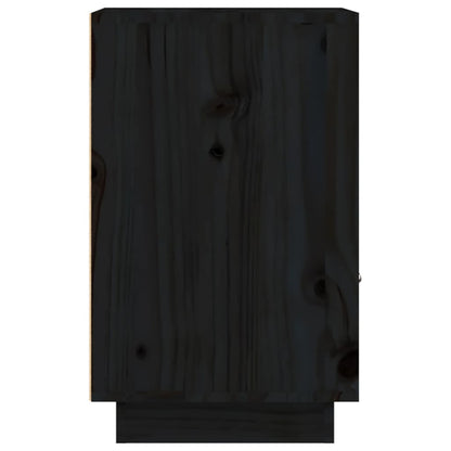Solid Wood Black Bedside Cabinet 40x34x55cm - Pine Finish