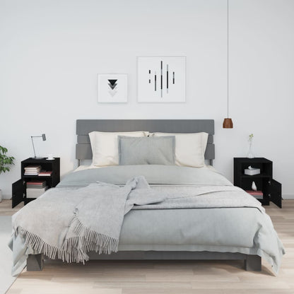 Solid Wood Black Bedside Cabinets, 2 Pcs, 40x34x55 cm Pine