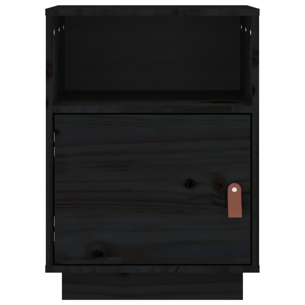 Solid Wood Black Bedside Cabinets, 2 Pcs, 40x34x55 cm Pine