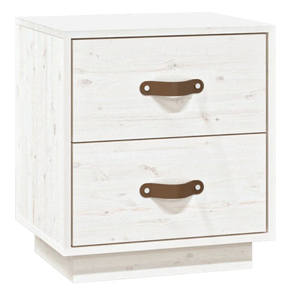Solid Pine White Bedside Cabinet 40x34x45 cm - Classic Style