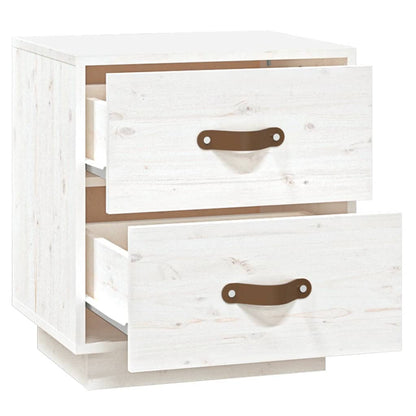 Solid Pine White Bedside Cabinet 40x34x45 cm - Classic Style