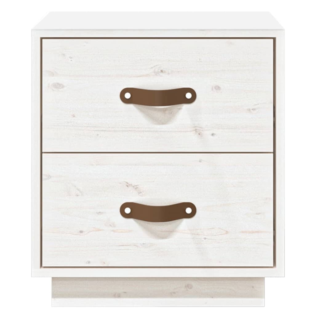 White Solid Pine Bedside Cabinets, Set of 2, 40x34x45 cm