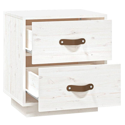 White Solid Pine Bedside Cabinets, Set of 2, 40x34x45 cm