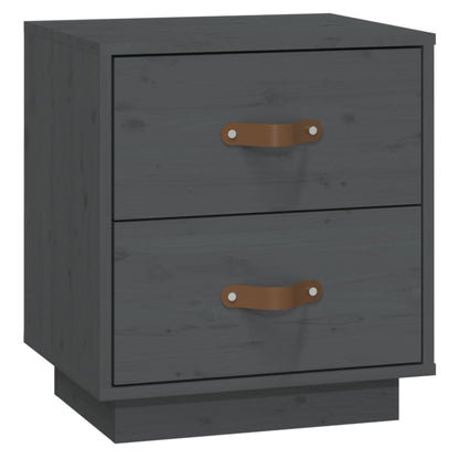Solid Pine Grey Bedside Cabinet - 40x34x45 cm